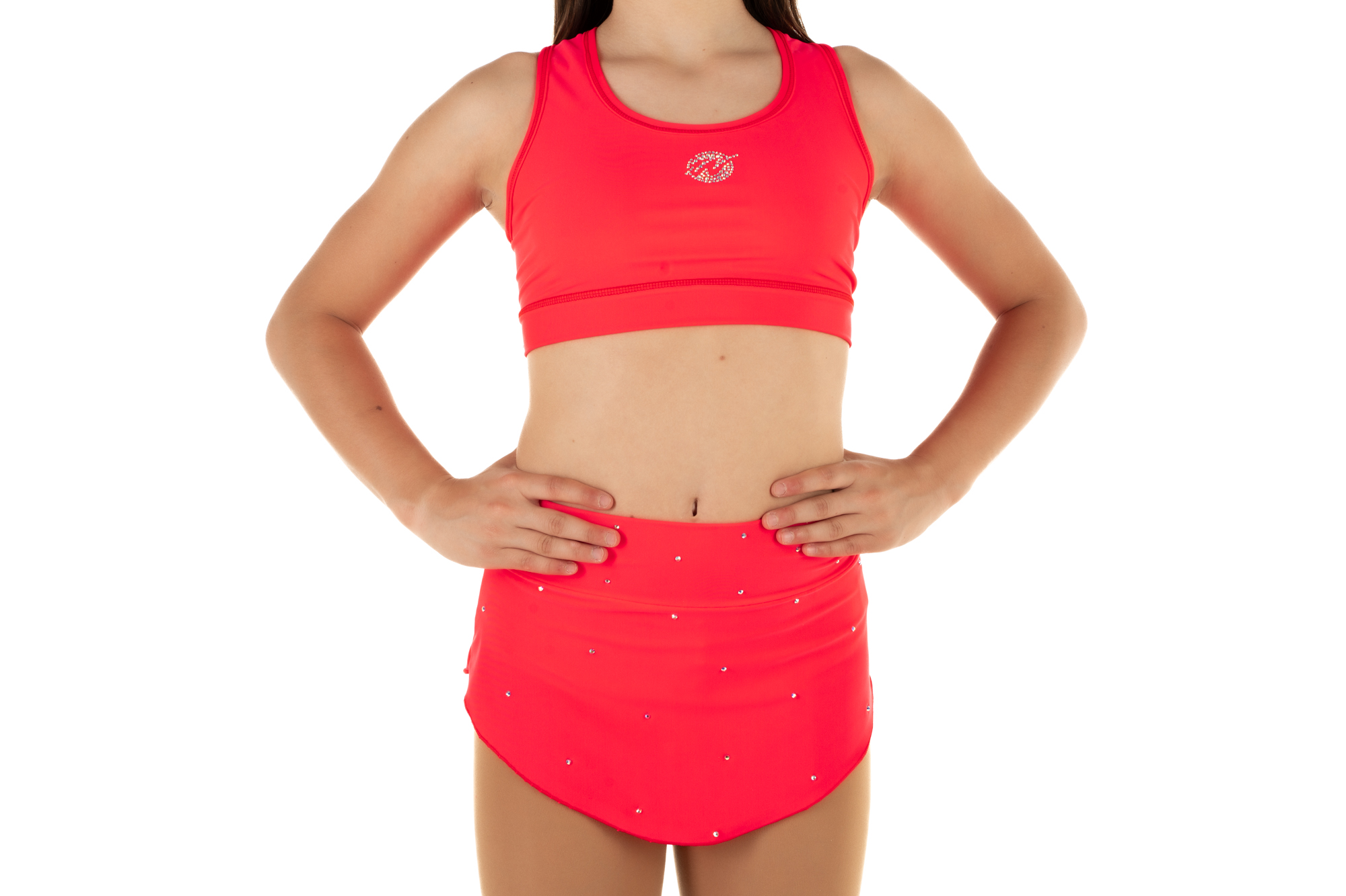 Oyolan Set Ginnastica Per Bambine: Body Con Strass Manica Lunga, Leggings E Fascia (Rosso, 9-10 Anni) - 3