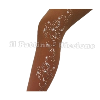 Calza colore naturale pattinaggio con Staffa e Strass 