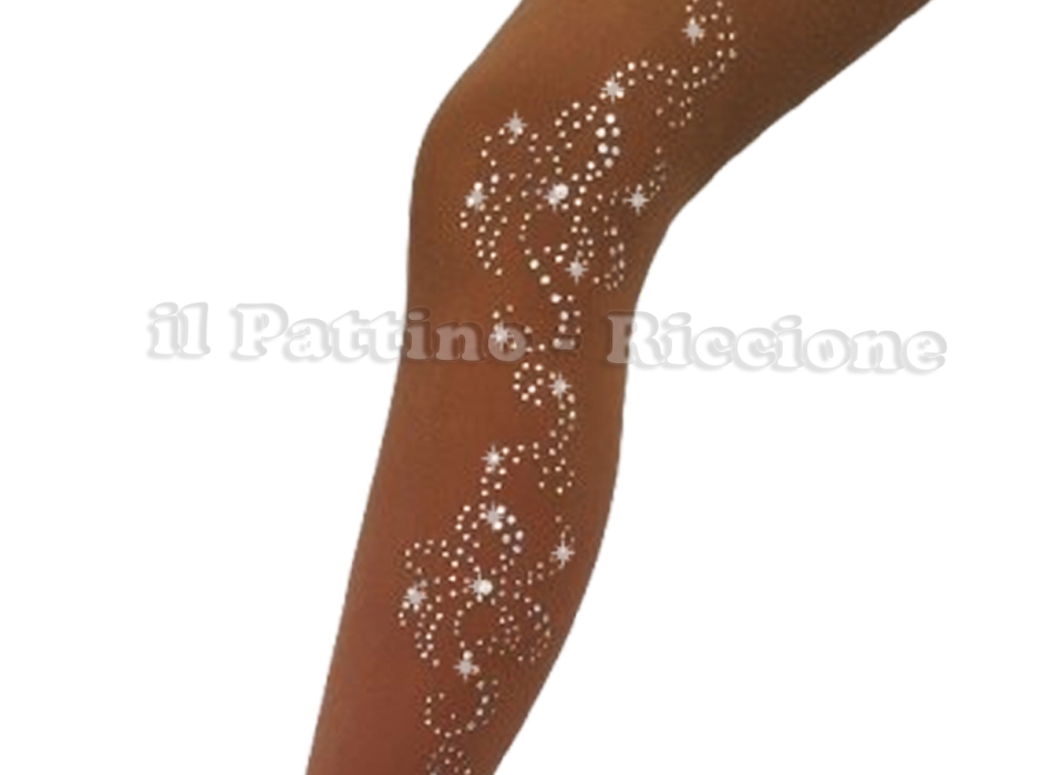 Calza colore naturale pattinaggio con Staffa e Strass 