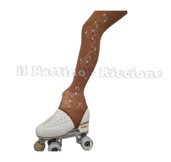 Calza colore naturale pattinaggio con Staffa e Strass 