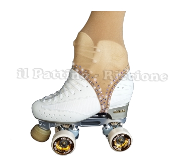 Calza colore naturale pattinaggio con strass sulla staffa