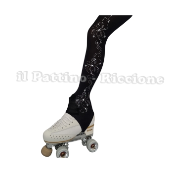 Calza colore nero pattinaggio con Staffa MICRO SHINE FIORE