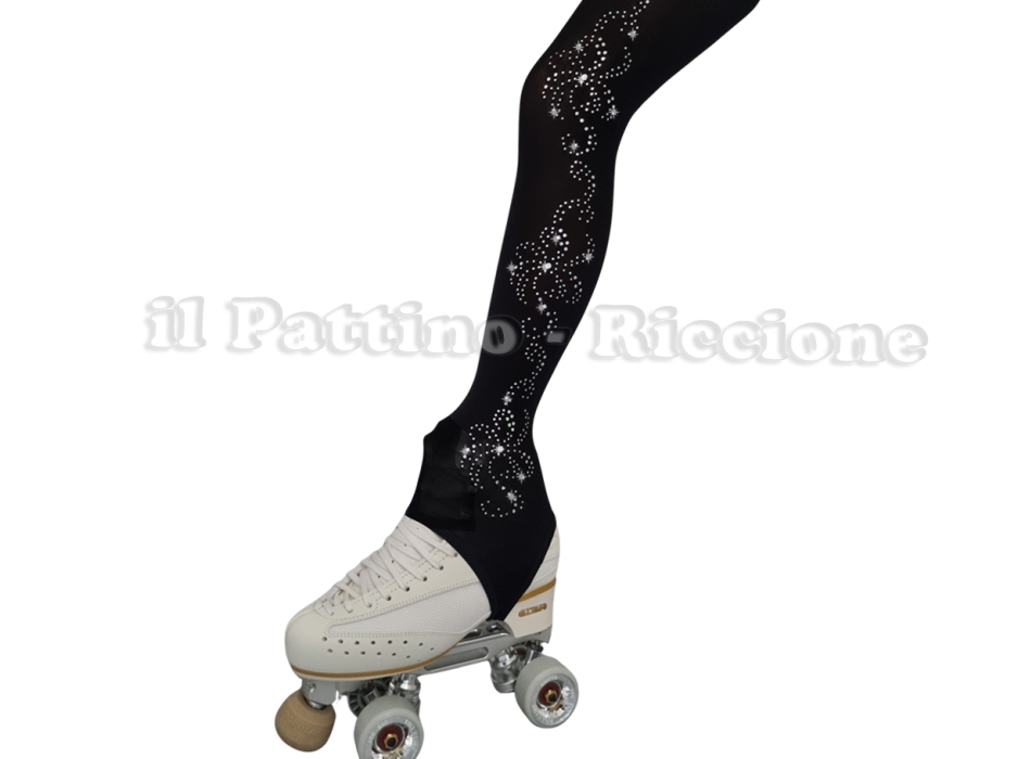 Calza colore nero pattinaggio con Staffa MICRO SHINE FIORE
