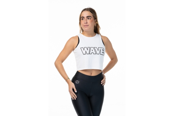 Canotta Wave con strass Bianca
