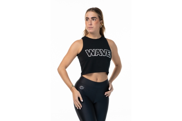 Canotta Wave con strass Nera