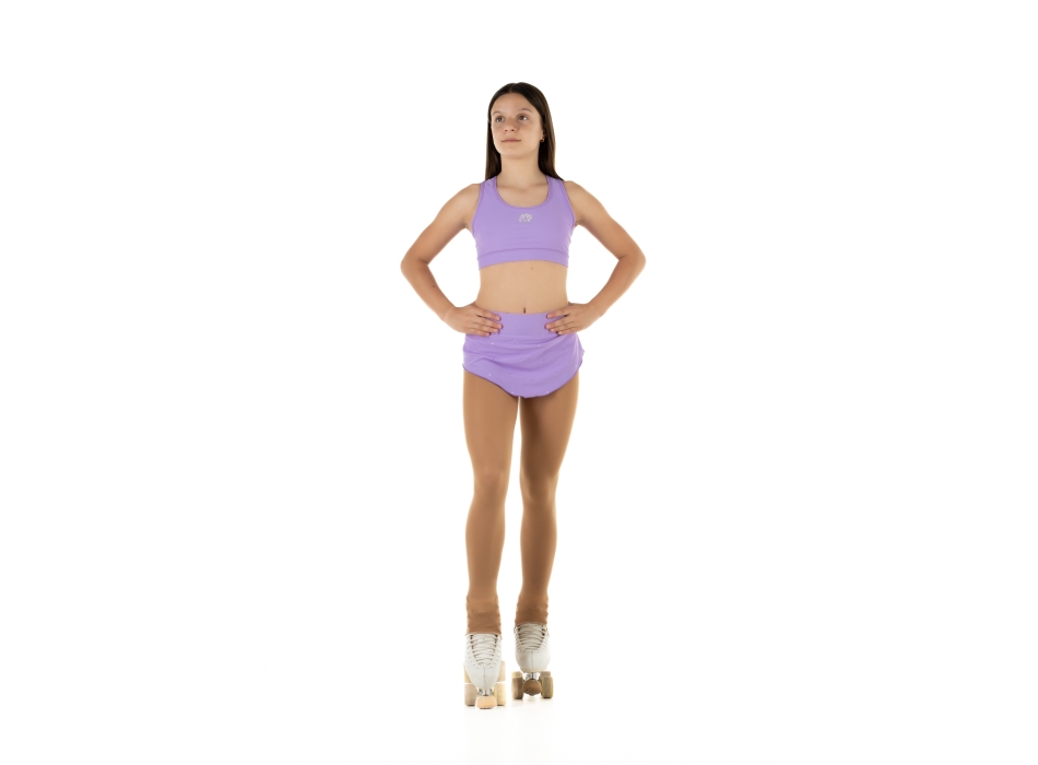 Completo con top America Wave e gonnellino in lycra con strass - LILLA