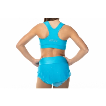 Completo con top America Wave e gonnellino in rete con strass - AZZURRO