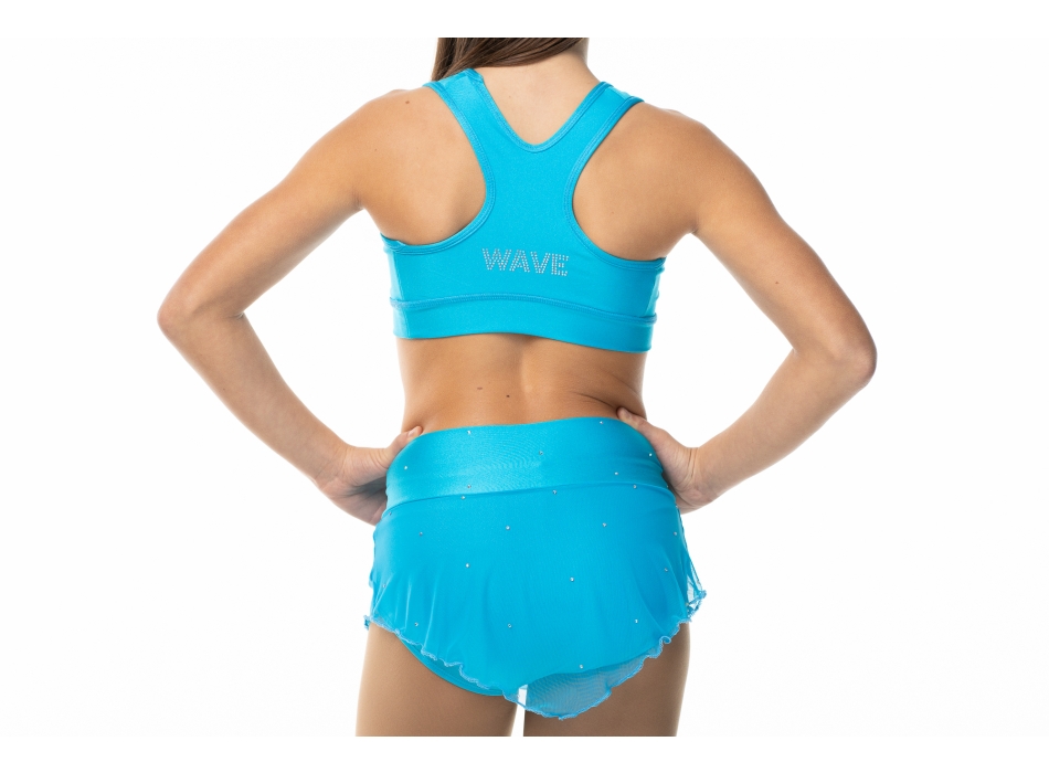 Completo con top America Wave e gonnellino in rete con strass - AZZURRO