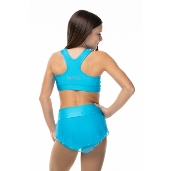 Completo con top America Wave e gonnellino in rete con strass - AZZURRO