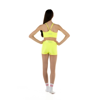 Completo sportivo bambina WAVE – Short + Top modello Asia Giallo Fluo