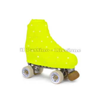copripattini colore giallo fluo con strass