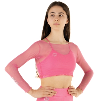 Crop Top Rete Fucsia Fluo