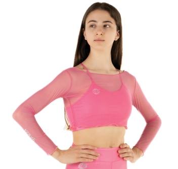 Crop Top Rete Rosa Confetto