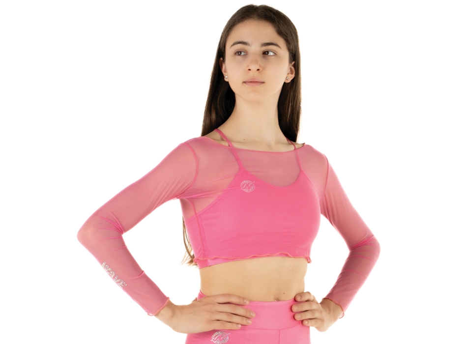 Crop Top Rete Rosa Confetto