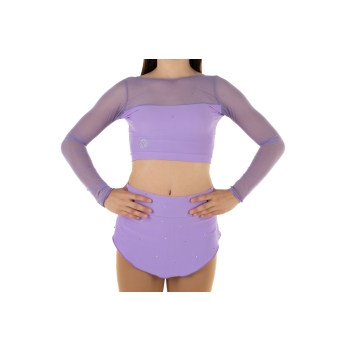 Crop top sportivo Wave in lycra e rete per bambina Lilla