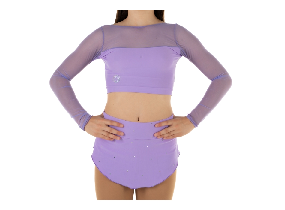Crop top sportivo Wave in lycra e rete per bambina Lilla