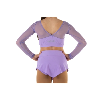 Crop top sportivo Wave in lycra e rete per bambina Lilla