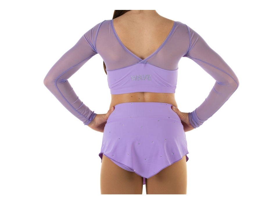 Crop top sportivo Wave in lycra e rete per bambina Lilla