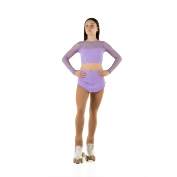 Crop top sportivo Wave in lycra e rete per bambina Lilla