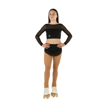 Crop top sportivo Wave in lycra e rete per bambina Nero