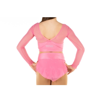 Crop top sportivo Wave in lycra e rete per bambina Rosa Confetto