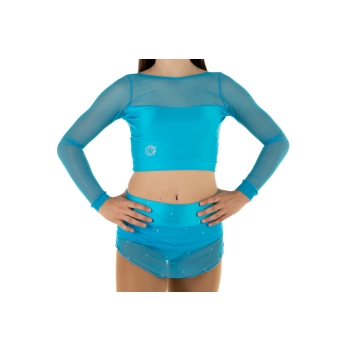 Crop top sportivo Wave in lycra e rete per bambina TURCHESE