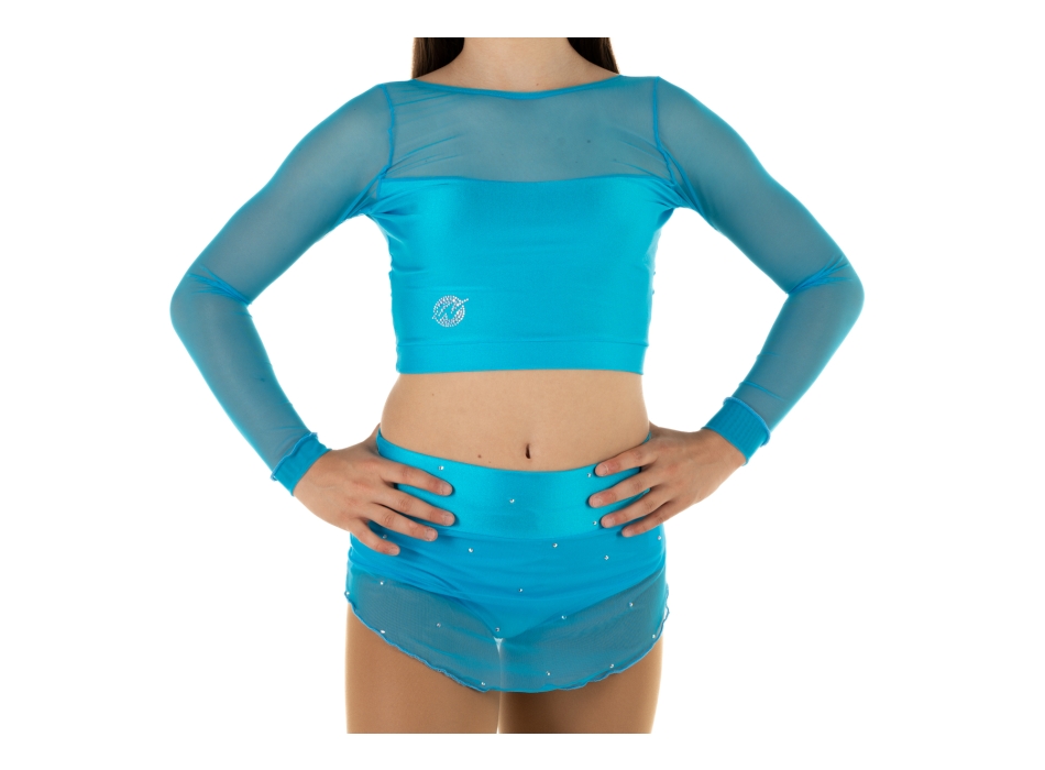 Crop top sportivo Wave in lycra e rete per bambina TURCHESE