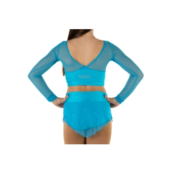 Crop top sportivo Wave in lycra e rete per bambina TURCHESE
