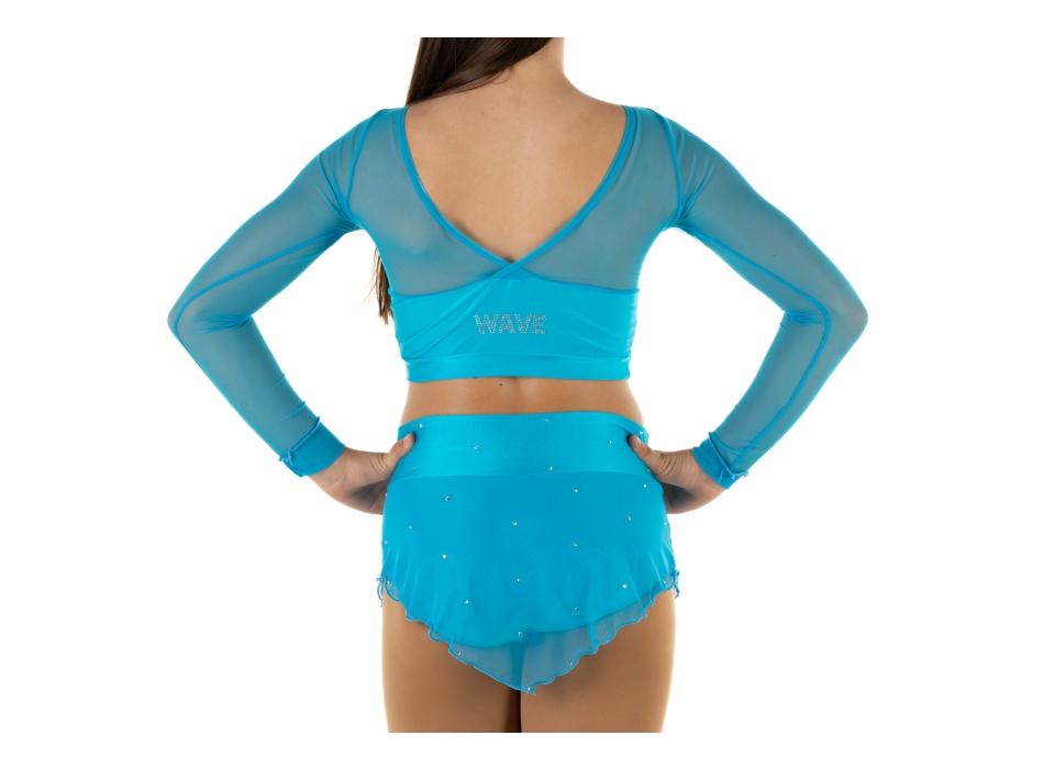 Crop top sportivo Wave in lycra e rete per bambina TURCHESE