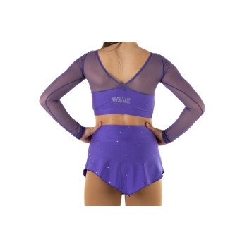 Crop top sportivo Wave in lycra e rete per bambina Viola