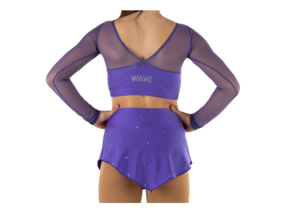 Crop top sportivo Wave in lycra e rete per bambina Viola