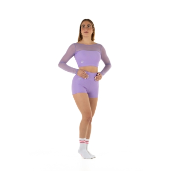 Crop top sportivo Wave in lycra e rete per Donna Lilla