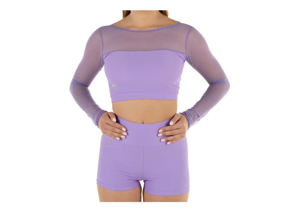 Crop top sportivo Wave in lycra e rete per Donna Lilla