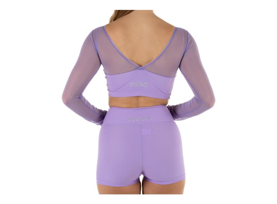 Crop top sportivo Wave in lycra e rete per Donna Lilla