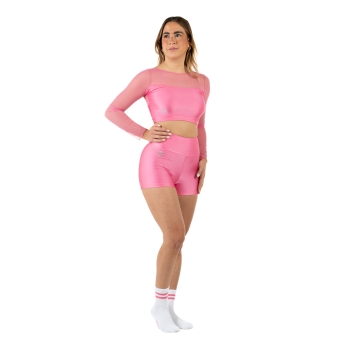 Crop top sportivo Wave in lycra e rete per Donna Viola