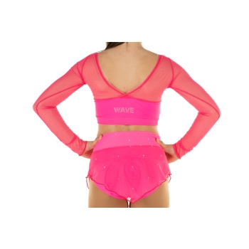 Gonnellino pattinaggio Fucsia Fluo con retina e STRASS