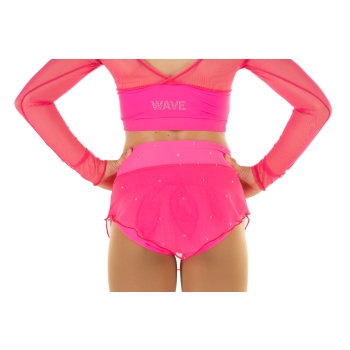 Gonnellino pattinaggio Fucsia Fluo con retina e STRASS