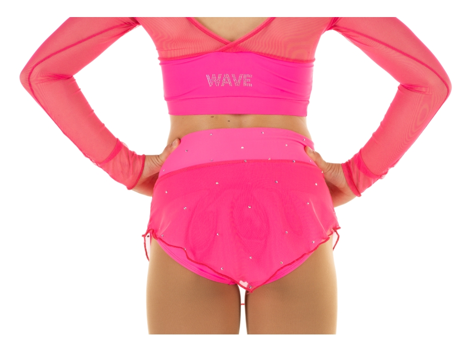 Gonnellino pattinaggio Fucsia Fluo con retina e STRASS