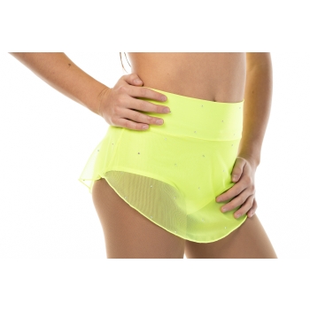 Gonnellino pattinaggio Giallo Fluo con STRASS