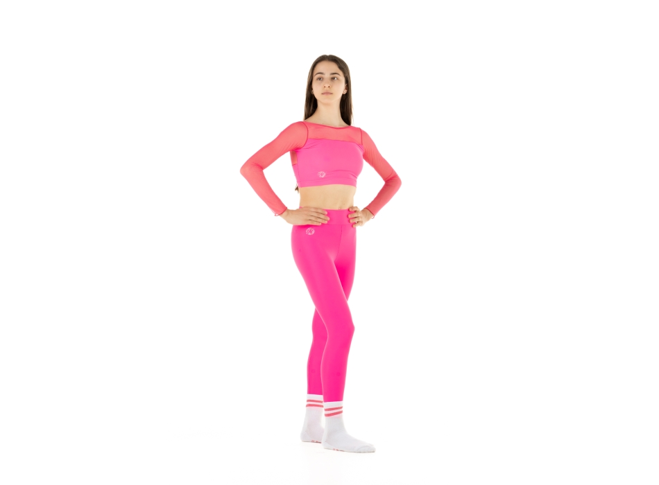 Leggings Wave Basic Rosso Fluo Bambina