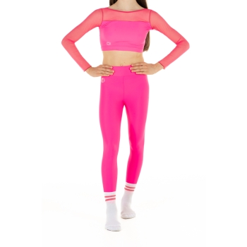 Leggings Wave Basic Rosso Fluo Bambina