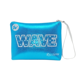Pochette Wave - Argento Laminato scritta Blu