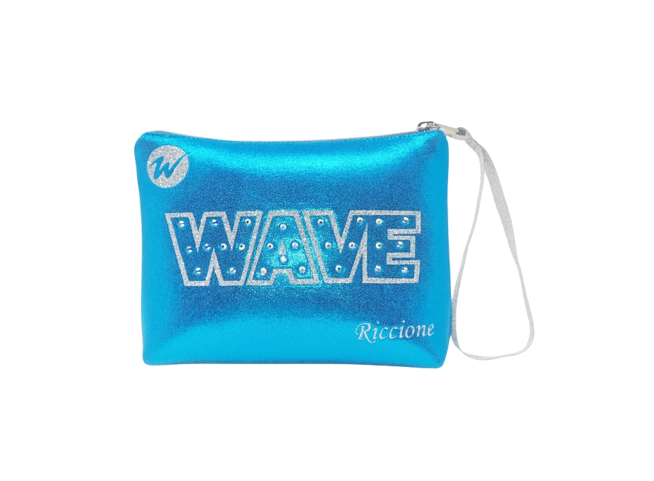 Pochette Wave - Argento Laminato scritta Blu