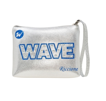 Pochette Wave - Argento Laminato scritta Blu