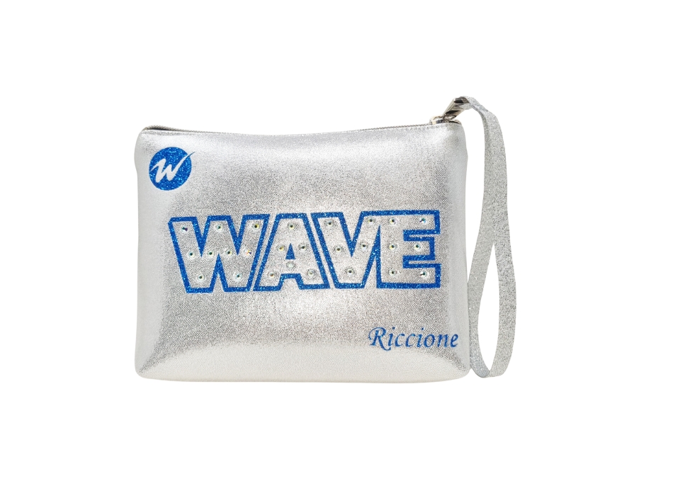 Pochette Wave - Argento Laminato scritta Blu