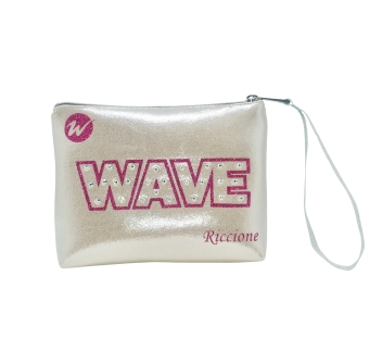 Pochette Wave - Argento Laminato scritta Rossa