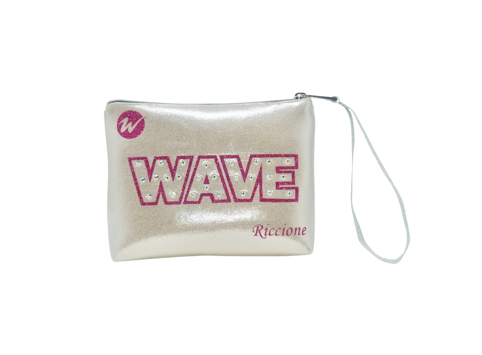 Pochette Wave - Argento Laminato scritta Rossa